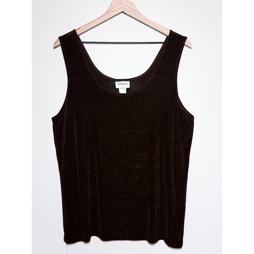 Chico’s Travelers Stretchy Sleeveless Tank Top Blouse Brown Size 3